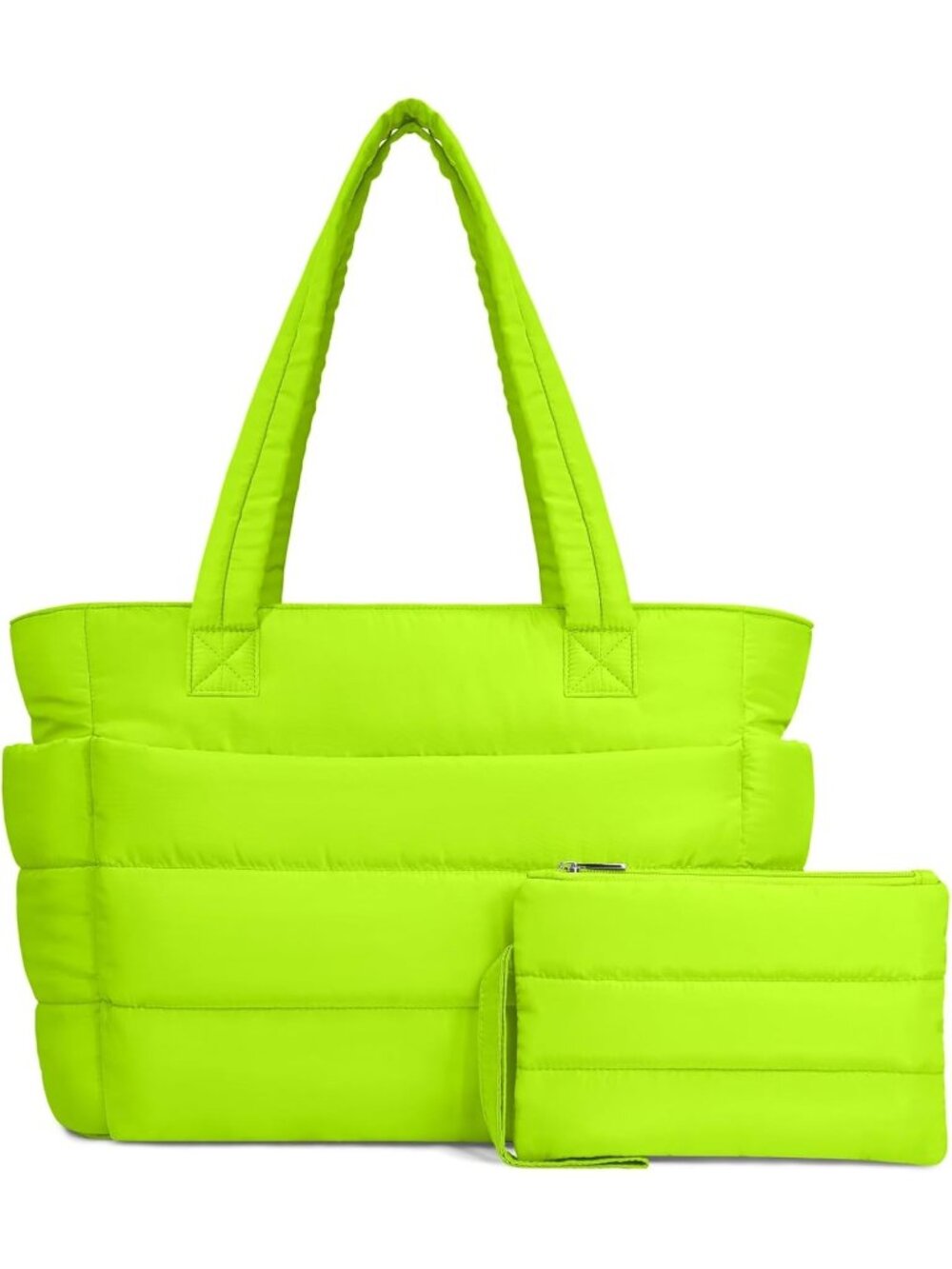 Women's 01 GreenTravel lightweight Puffy Tote Handbag Quilted Shoulder Bag